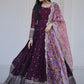 Gown Faux Georgette Purple Embroidered Gown