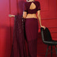 Classic Georgette Purple Embroidered Saree