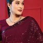 Classic Georgette Purple Embroidered Saree