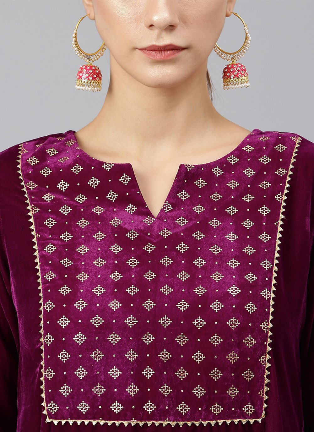 Salwar Suit Velvet Purple Embroidered Salwar Kameez