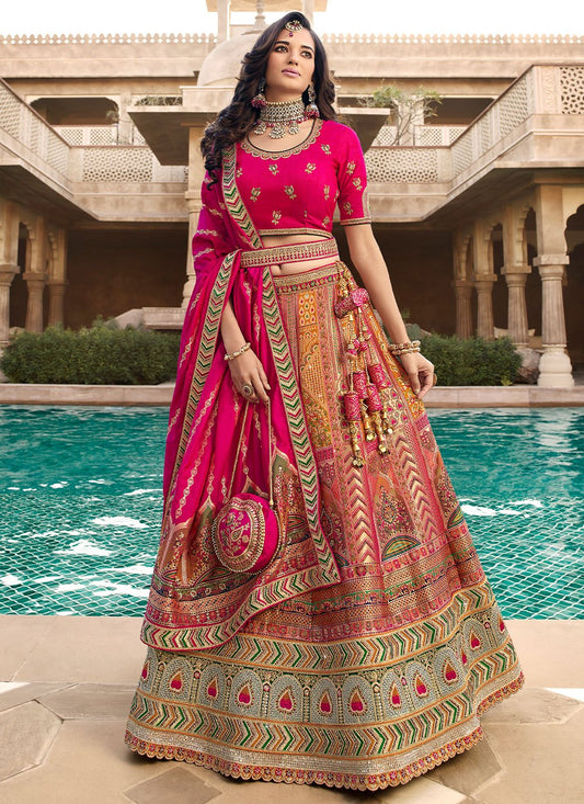 Lehenga Choli Banarasi Silk Rani Embroidered Lehenga Choli