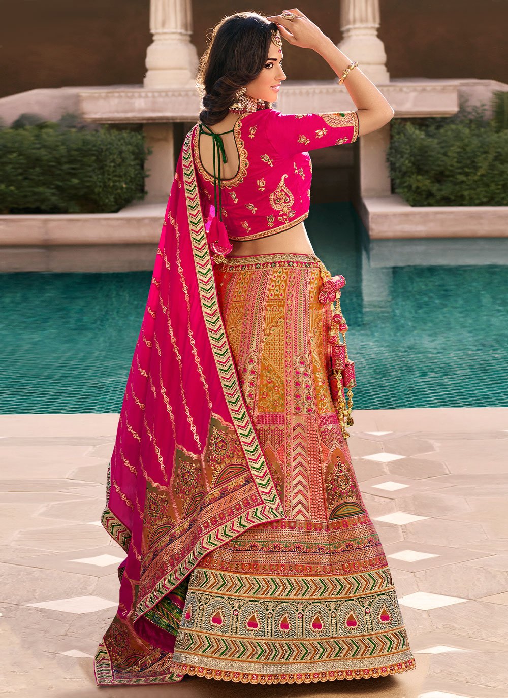 Lehenga Choli Banarasi Silk Rani Embroidered Lehenga Choli