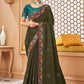 Classic Raw Silk Green Embroidered Saree