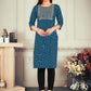 Casual Kurti Rayon Blue Embroidered Kurtis