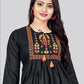 Casual Kurti Rayon Black Embroidered Kurtis