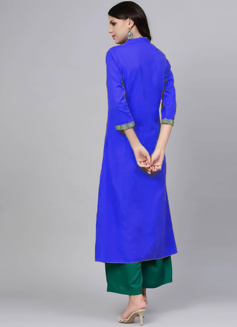 Casual Kurti Rayon Blue Embroidered Kurtis