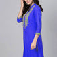 Casual Kurti Rayon Blue Embroidered Kurtis