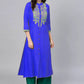 Casual Kurti Rayon Blue Embroidered Kurtis