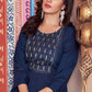 Casual Kurti Rayon Blue Embroidered Kurtis