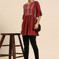 Designer Kurti Rayon Red Embroidered Kurtis