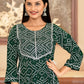 Designer Kurti Rayon Green Bandhej Kurtis