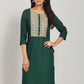 Designer Kurti Rayon Green Embroidered Kurtis