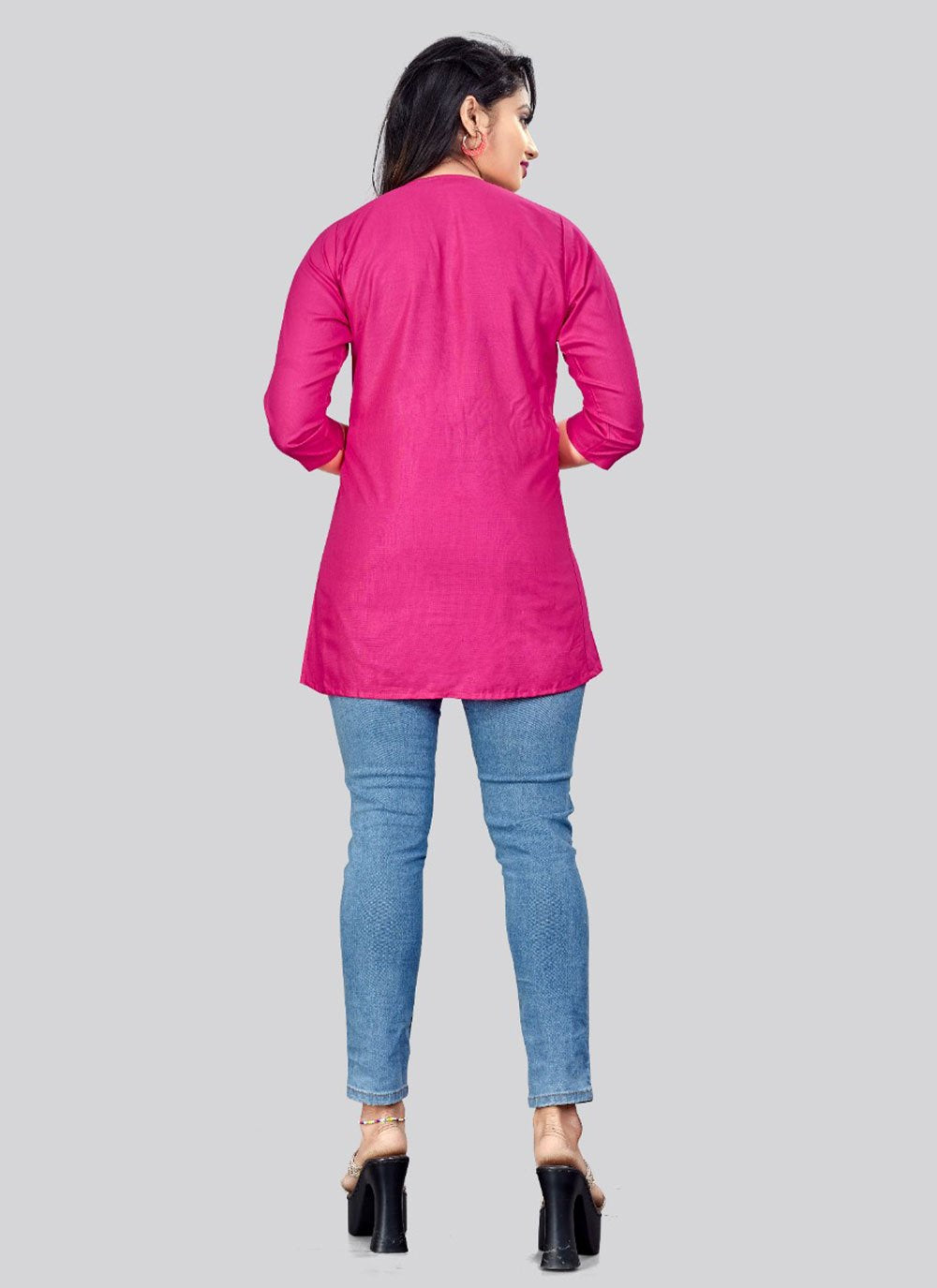 Designer Kurti Rayon Pink Embroidered Kurtis