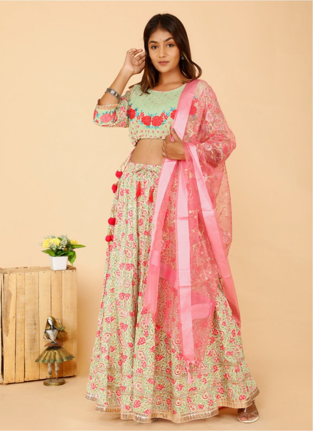 Readymade Lehenga Choli Rayon Multi Colour Embroidered Lehenga Choli