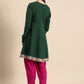 Party Wear Kurti Rayon Green Embroidered Kurtis