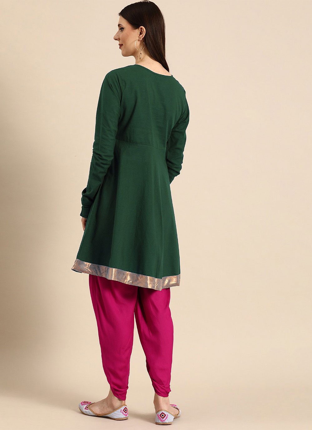 Party Wear Kurti Rayon Green Embroidered Kurtis