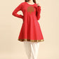 Party Wear Kurti Rayon Red Embroidered Kurtis