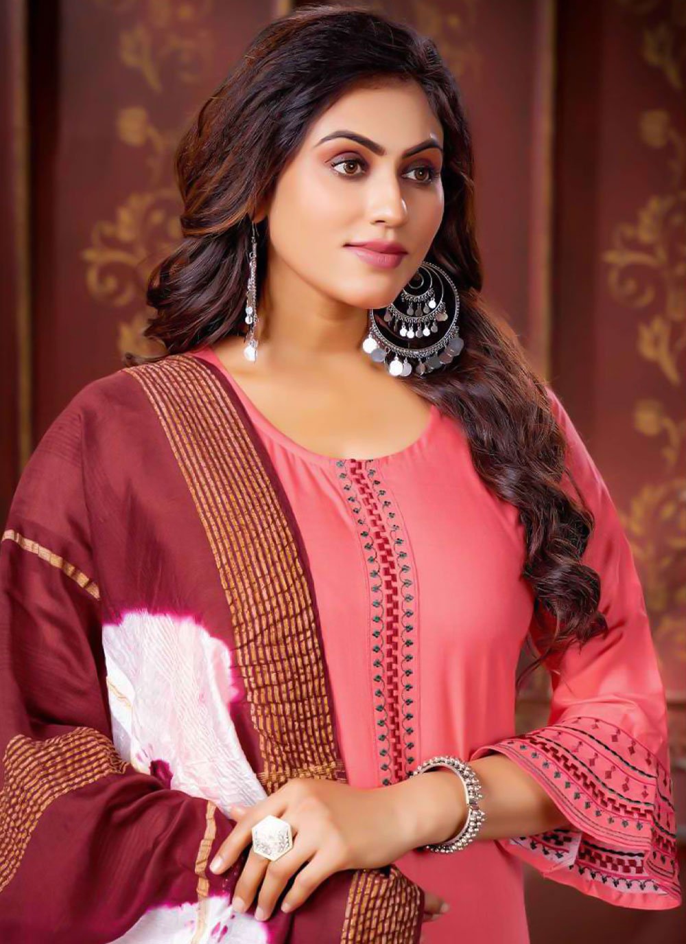 Salwar Suit Rayon Pink Embroidered Salwar Kameez