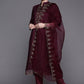 Salwar Suit Rayon Viscose Wine Embroidered Salwar Kameez