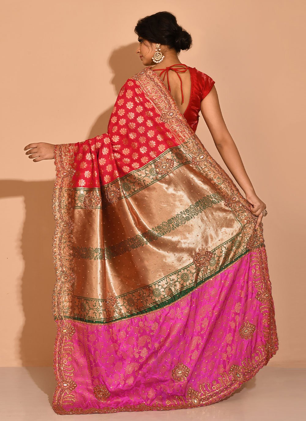 Silk Saree Kanchipuram Silk Red Embroidered Saree