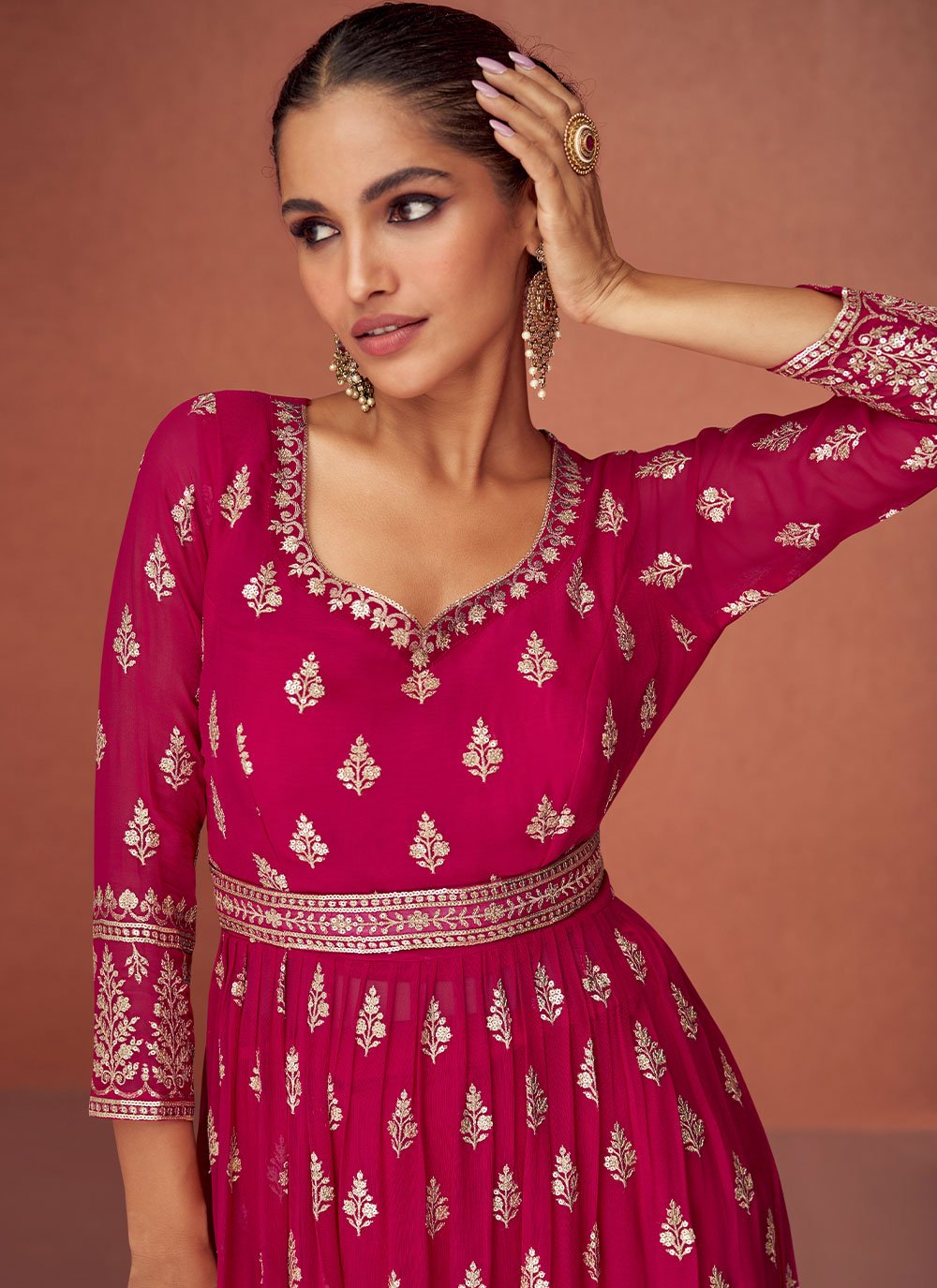 Salwar Suit Georgette Rani Embroidered Salwar Kameez