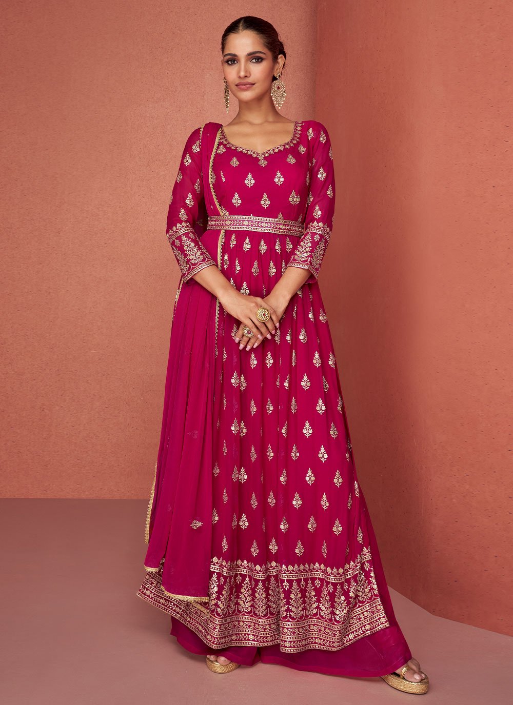 Salwar Suit Georgette Rani Embroidered Salwar Kameez