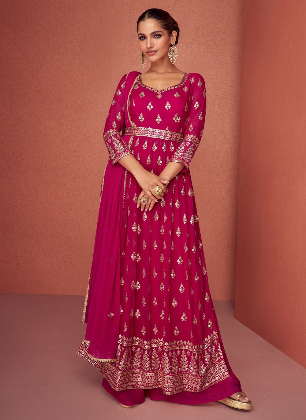 Salwar Suit Georgette Rani Embroidered Salwar Kameez