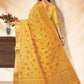 Contemporary Banarasi Silk Mustard Embroidered Saree
