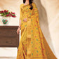 Contemporary Banarasi Silk Mustard Embroidered Saree