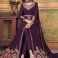 Floor Lenght Salwar Suit Faux Georgette Purple Embroidered Salwar Kameez