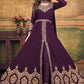 Floor Lenght Salwar Suit Faux Georgette Purple Embroidered Salwar Kameez