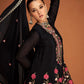 Palazzo Salwar Suit Chinon Silk Black Buttons Salwar Kameez