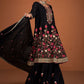 Palazzo Salwar Suit Chinon Silk Black Buttons Salwar Kameez