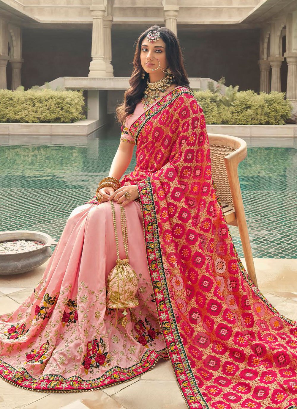 Trendy Saree Silk Peach Pink Embroidered Saree