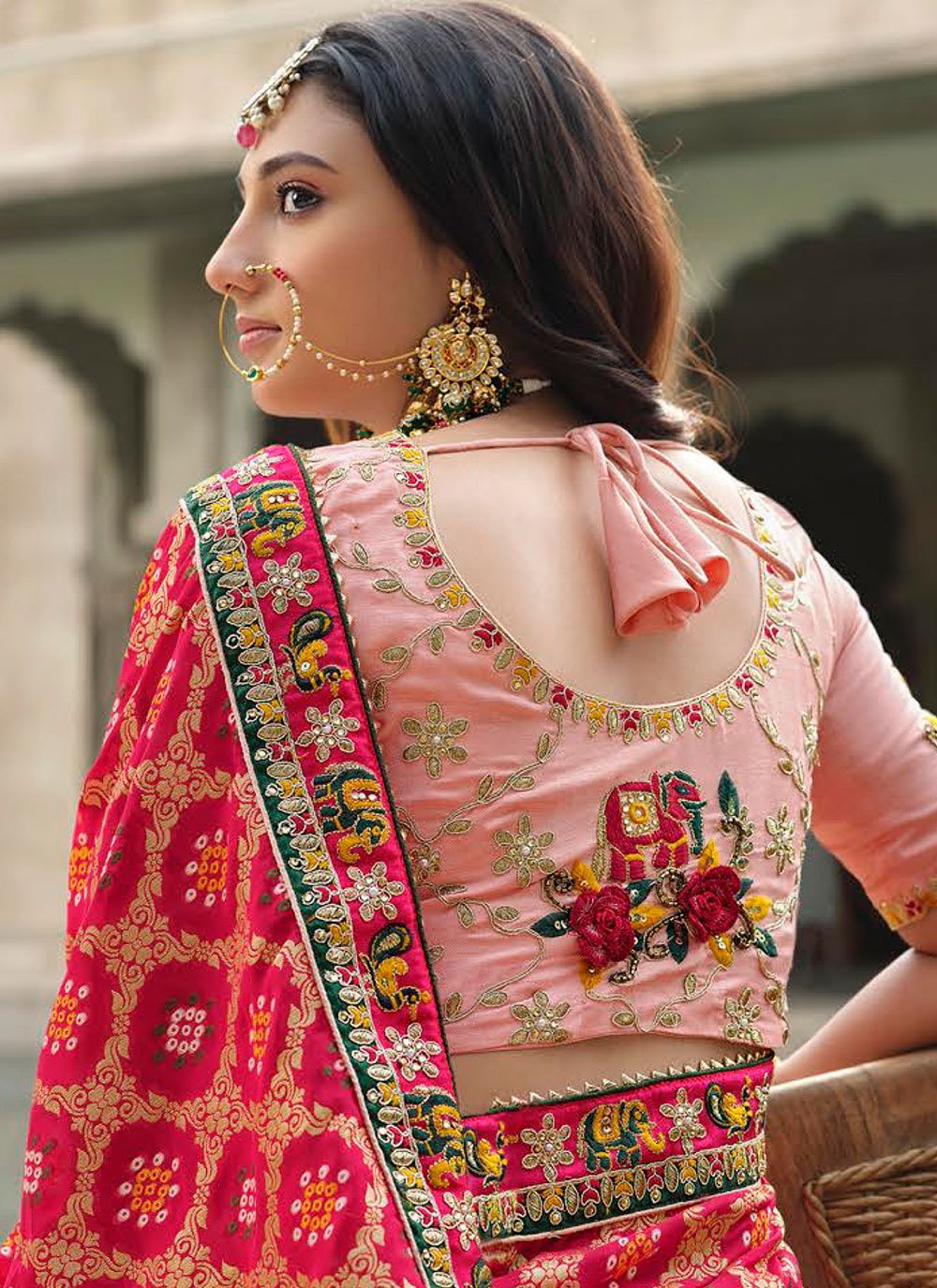 Trendy Saree Silk Peach Pink Embroidered Saree