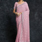 Trendy Saree Georgette Pink Embroidered Saree