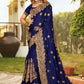 Trendy Saree Satin Blue Embroidered Saree