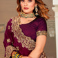 Classic Satin Wine Embroidered Saree