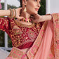 Designer Organza Satin Peach Embroidered Saree