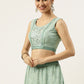 A Line Lehenga Georgette Sea Green Embroidered Lehenga Choli