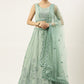 A Line Lehenga Georgette Sea Green Embroidered Lehenga Choli