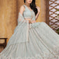 A Line Lehenga Organza Sea Green Embroidered Lehenga Choli