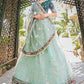 A Line Lehenga Organza Sea Green Embroidered Lehenga Choli