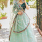 A Line Lehenga Organza Sea Green Embroidered Lehenga Choli