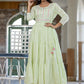 Gown Cotton Sea Green Embroidered Gown