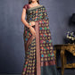 Shaded Saree Tussar Silk Black Maroon Embroidered Saree