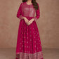 Salwar Suit Georgette Fuchsia Embroidered Salwar Kameez