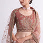 A Line Lehenga Silk Maroon Rust Cord Work Lehenga Choli