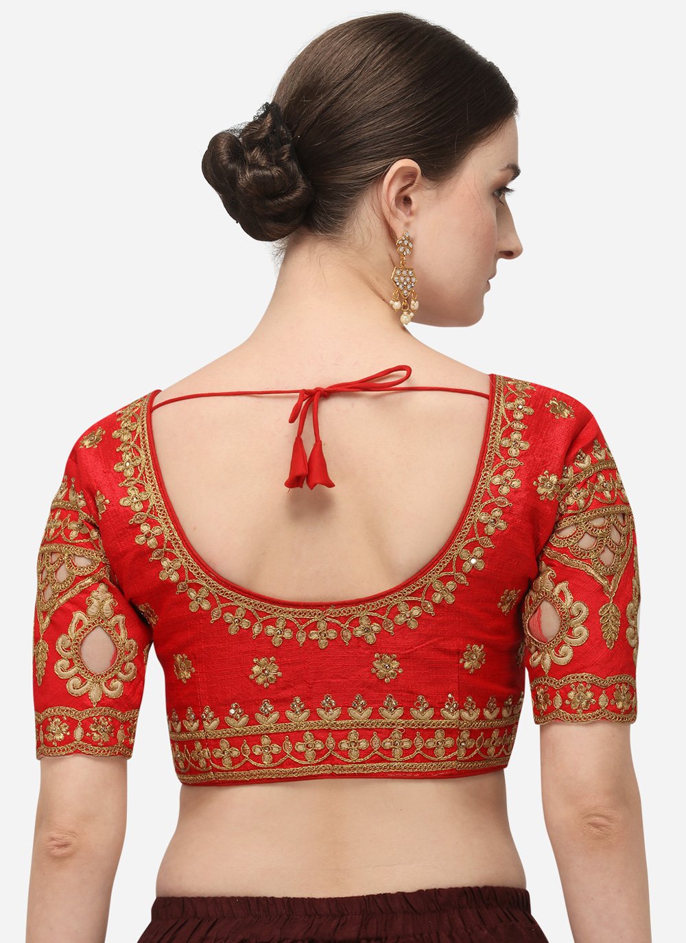 Blouse Silk Red Embroidered Blouse