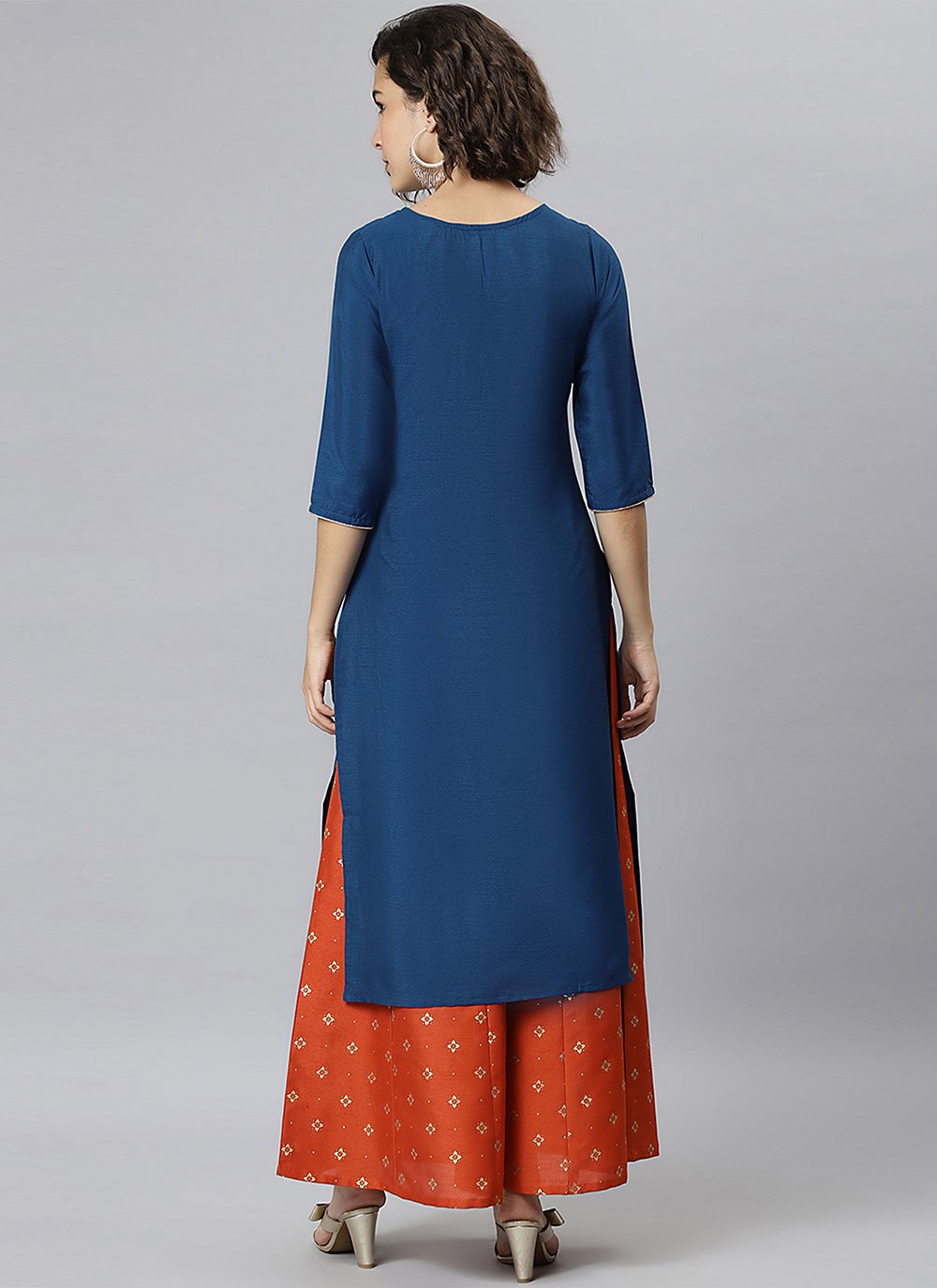 Designer Kurti Silk Blue Embroidered Kurtis